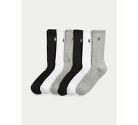 POLO RALPH LAUREN Lote de 6 pares de calcetines deportivos de algodón. Color Negro + Gris + Blanco