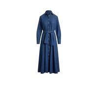 Blue Vestido camisero de cambray con lazo ES 36