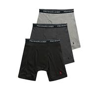 Polo Ralph Lauren Men's Classic Fit Cotton Boxer Briefs, Trunks & Long Leg Available, 3-Pack, Andover Heather/Madison Heather/Black-3 Pack, Medium