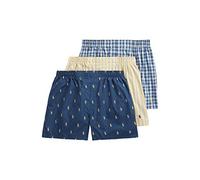 Polo Ralph Lauren Men's Classic Fit Cotton Woven Boxers 3-Pack, Navy/Yellow, Stripe/Navy, Plaid/Yellow-3 Pack, XX-Large