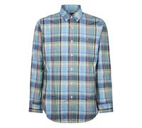 Blue Camisa de popelina Custom Fit de cuadros L