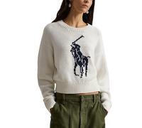 Polo Ralph Lauren Jersey de algodón Big Pony, manga larga y cuello redondo blanco L