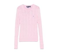 Polo Ralph Lauren- Suéter de Cuello Redondo con Cable y Logotipo Bordado- Knitwear- Mujer- Rosa- M- Suéter de Cuello Redondo con Cable y Logotipo Bordado