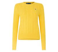 Polo Ralph Lauren- Suéter de cuello redondo de algodón con punto trenzado- Knitwear- Mujer- Amarillo- S- Suéter de cuello redondo de algodón con punto trenzado