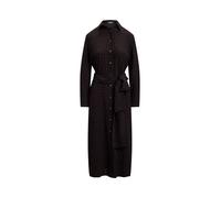 Black Vestido camisero de crepé con lazo ES 38