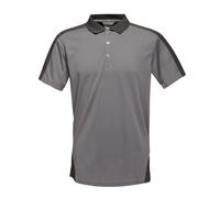 Regatta Contrast Quick Wicking Button Neck Polo Shirt T-Shirts/Polos/Vests, Hombre, Seal Grey/Black, 4XL