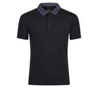 Regatta Contrast Quick Wicking Button Neck Polo Shirt T-Shirts/Polos/Vests, Hombre, Black/Seal Grey, S