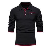 Polo Shirt Hombre Elástico Ajustado Bolsillo Camisa Hombre Primavera Otoño Casual Sport Básicas Camisa Hombre Grises Manga Larga Camisa Combinación Colores Solapa Camisa Hombre A-Black M