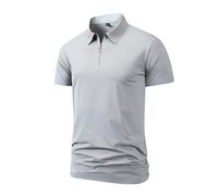 Polo táctico para hombre, manga corta, secado rápido, con cremallera de un cuarto, para golf, ajuste atlético, rendimiento, Gris medio, L