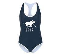 Polo Traje de baño con Motivo de Logotipo y Corte para Mujer Dk Blue/Wht Dif 42
