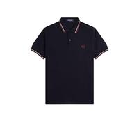 POLO UOMO FRED PERRY BLU NAVY CON DETTAGLI ROSA E ROSSI
