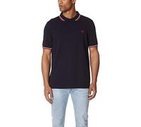 POLO UOMO FRED PERRY NAVY DOPPIA RIGA BIANCA E ROSSA