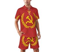 Polo y pantalones cortos de manga corta para hombre, con emblema de la Unión Soviética CCCP URSS, Estilo:, XXL