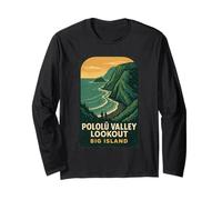 Pololu Valley Lookout Camisa Rugged Cliffs Black-Sand Cove Manga Larga