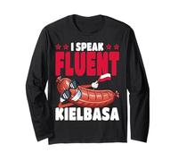 Polonia I Speak Fluent Kielbasa Bandera polaca Manga Larga