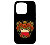 Polonia Mapa Corona Amapolas Polska Arte Patriótico Carcasa para iPhone 15 Pro
