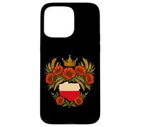 Polonia Mapa Corona Amapolas Polska Arte Patriótico Carcasa para iPhone 15 Pro MAX