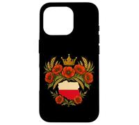 Polonia Mapa Corona Amapolas Polska Arte Patriótico Carcasa para iPhone 16 Pro