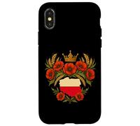 Polonia Mapa Corona Amapolas Polska Arte Patriótico Carcasa para iPhone X/XS
