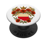 Polonia Mapa Corona Amapolas Polska Arte Patriótico PopSockets PopGrip Adhesivo