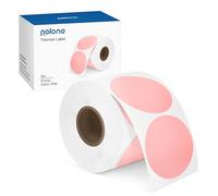 POLONO Etiquetas Térmicas Directas Redondas Rosa Autoadhesivas de 2" de Impresora Térmica para Dirección, Envío, Diseño de Bricolaje, Código, Compatible con Munbyn, Zebra, Rollo (750 Etiquetas)