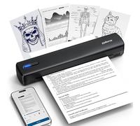 POLONO Impresora térmica A4 inalámbrica para viajes, impresora móvil A4 compatible con formato carta US de 8,5"x11", impresora portátil compatible con iOS, Android, portátil para oficina, coche, negro
