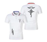 Polos Ajustados para Hombre para F.u.ll.me.t.al Al.ch.e.mi.st Camisetas Suaves con Botones Estampados Camiseta De Rugby De Media Manga Ropa Superior-BaiS||3X_l