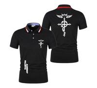 Polos Ajustados para Hombre para F.u.ll.me.t.al Al.ch.e.mi.st Camisetas Suaves con Botones Estampados Camiseta De Rugby De Media Manga Ropa Superior-HeiS||3X_l