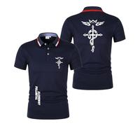 Polos Ajustados para Hombre para F.u.ll.me.t.al Al.ch.e.mi.st Camisetas Suaves con Botones Estampados Camiseta De Rugby De Media Manga Ropa Superior-SLanS||3X_l