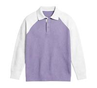 Polos Camisa de malla con botones con textura en contraste blanca y ajuste informal para un confort informal, morado, L