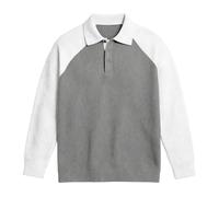 Polos Camisa de malla con botones con textura en contraste blanca y ajuste informal para un confort informal, gris, S
