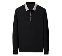 Polos Camisas de Manga Larga para Hombre, Corte Clásico, Estilo Casual Chic, Le Noir, 3XL