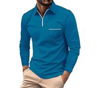 Polos Casuales con Cremallera para Hombre - Camisetas Polo de Manga Larga Cómodas para Correr Entrenamiento Camiseta Tops de Trabajo Negocios Golf Tenis Camisetas Ajustadas Polo Top Deportes al Aire