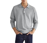 Polos de Golf para Hombre - Camisetas de Golf de Manga Larga Moda Casual Ropa de Trabajo Tenis Polo Camisetas para Hombre Camisa Simple de Color Sólido de Terciopelo Ajuste Regular Abotonada Cuello de