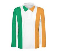 Polos De Manga Larga para Hombre De Secado Rápido Ideales para Correr Jugar Al Golf Y Trabajar Transpirables con Tres Botones Y Estampado De La Bandera De Irlanda Talla XL