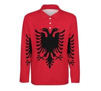 Polos De Manga Larga para Hombre De Secado Rápido Ideales para Correr Jugar Al Golf Y Trabajar Transpirables con Tres Botones Y Estampado De La Bandera De Albania Talla 4XL