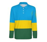 Polos De Manga Larga para Hombre Estilo Casual De para Trabajo para Jugar Al Golf Al Tenis (3XL) De Secado Camisetas Polo De Poliéster De Poliéster Estilo Casual con Bandera De República De Ruanda
