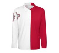 Polos De Manga Larga para Hombre Estilo Casual De para Trabajo para Jugar Al Golf Al Tenis (3XL) De Secado Camisetas Polo De Poliéster De Poliéster Estilo Informal con Bandera De República De Malta