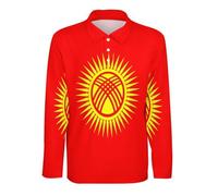 Polos De Manga Larga para Hombre Estilo Casual para Golf Rugby Corte Regular S A 5XL Estampado Novedoso De Bandera De República Kirguisa Camiseta De Tenis Ligera De Secado para Adultos Talla 2XL
