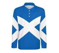 Polos De Manga Larga para Hombre Ideales para Jugar Al Golf Camisetas Polo Informales Elegantes con La Bandera del Reino De Escocia Secado Rápido Transpirables Grandes para Adultos Cuello Camisero