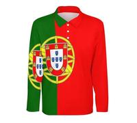 Polos De Manga Larga para Hombre Ideales para Jugar Al Golf Camisetas Polo Informales Elegantes con La Bandera Portuguesa Secado Rápido Transpirables Disponibles En Grandes para Adultos (2XL)