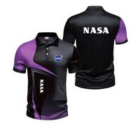 Polos Deportivos 3D De Secado Rápido Hombre La N.A.S.A Camiseta Cómoda Corta para Entrenar Botones Y Costuras Media Manga-ZiS||l
