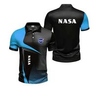 Polos Deportivos 3D De Secado Rápido Hombre La N.A.S.A Camiseta Cómoda Corta para Entrenar Botones Y Costuras Media Manga-LanS||XX_l