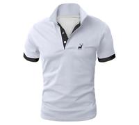 Polos Hombre Blanco Polos Masculino Deportivo Camisa Informal Manga Corta Estampado Europeo Ciervo para Negocios Ideal Comercio Exterior Camisetas Camiseta Vida Diaria Verano
