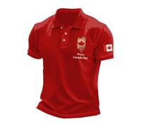 Polos Hombre Manga Corta - Camisa Informal De Manga Corta con Estampado De Bandera De Canadá para Hombre Corte Ajustado Y Manga Corta (Red XL)