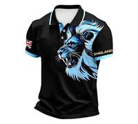 Polos Hombre Manga Corta Jersey Bandera Inglés Unión Jack Bandera Inglaterra Verano Casual Corte Ajustado Poloshirt Slim Fit Golf Camiseta Deportiva Funcional Casual Camiseta Tops, C Negro, XXXXL