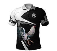 Polos Impresos 3D del Gallo, Camiseta Casual del Desgaste de la Calle de la Manga Corta del Cuello Fino de Las Mujeres de los Hombres