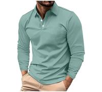 Polos Manga Larga Hombre,Camiseta Manga Larga Hombre de Cuello Solapa con Botones Casual Ligera Top Deportivo Sueltos Color Sólido Pullover Estilo Básico Cómodo Poloshirt Casuales Otoño Invierno