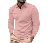 Polos Manga Larga Hombre,Camiseta Manga Larga Hombre de Cuello Solapa con Botones Casual Ligera Top Deportivo Sueltos Color Sólido Pullover Estilo Básico Cómodo Poloshirt Casuales Otoño Invierno