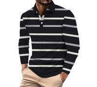 Polos para hombre, camisas negras para hombre, ropa de trabajo, regalos 2025, moda para hombre, botones de solapa, camisetas de negocios, camisas de rugby para hombre, manga larga, Negro, XL